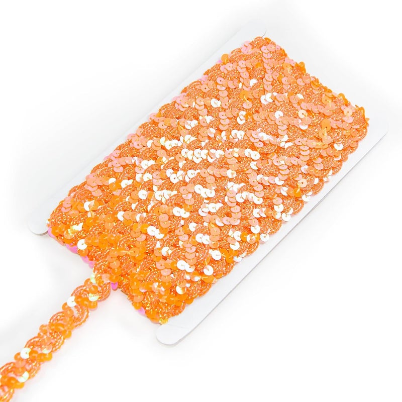 TACOLO Sequins Beaded Lace Trim, 24 Yards Flat Glitter Ribbon, 2 Rolls Orange PVC Sequins for DIY Crafts, Clothing, Headband, Embellishments - Image 1